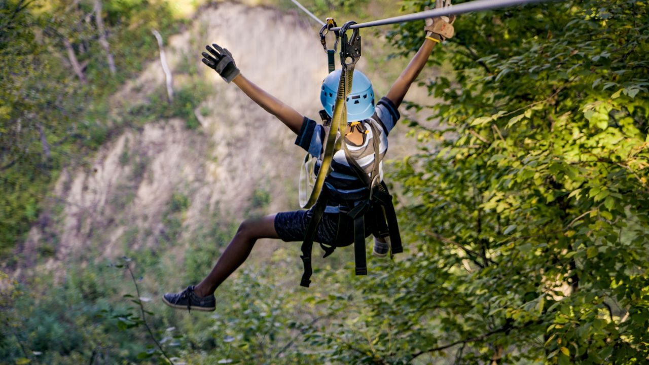 Boy on zip line