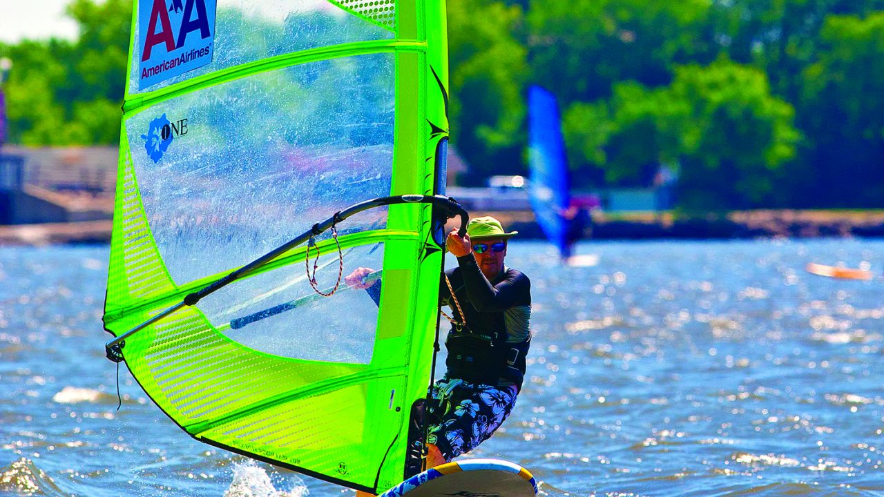 Man windsurfing