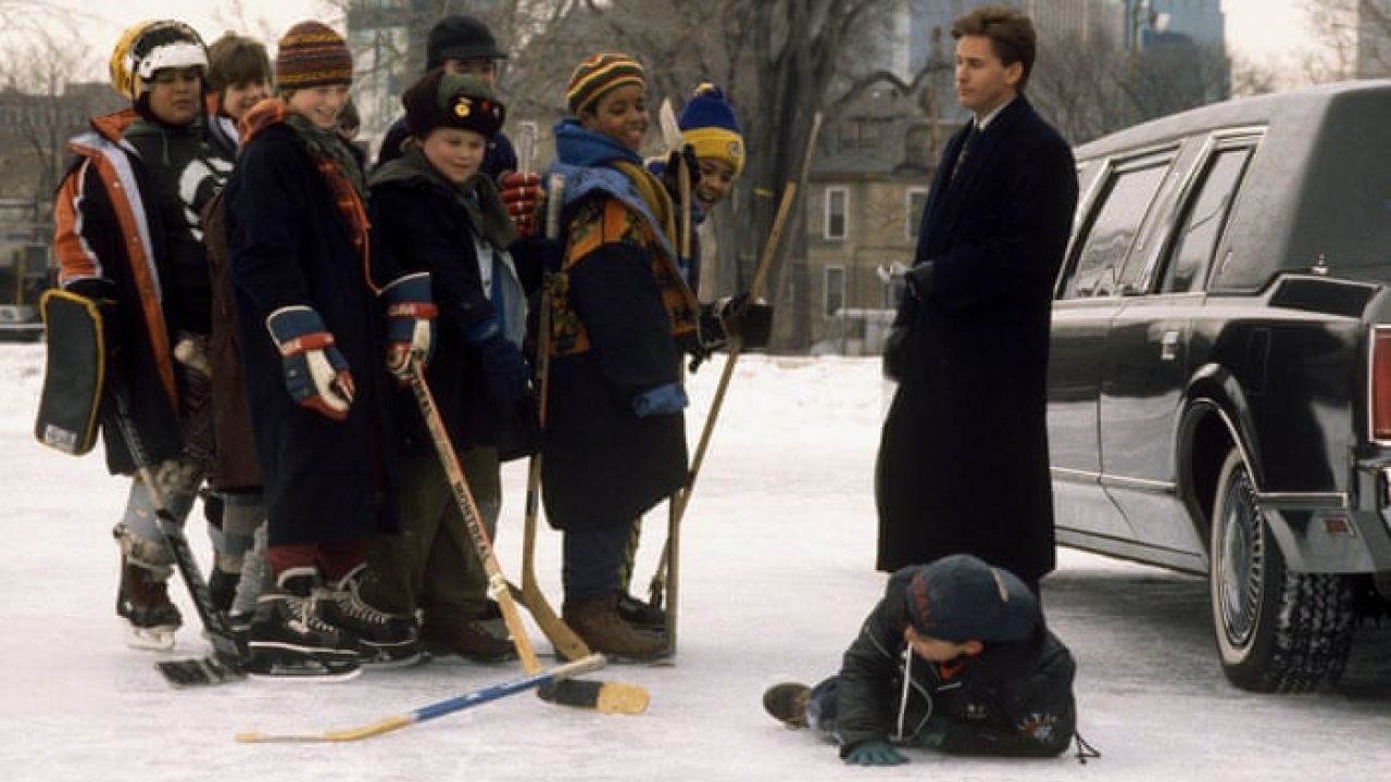 Coach Bombay and the Mighty Ducks at Peavey Park just south of downtown Minneapolis