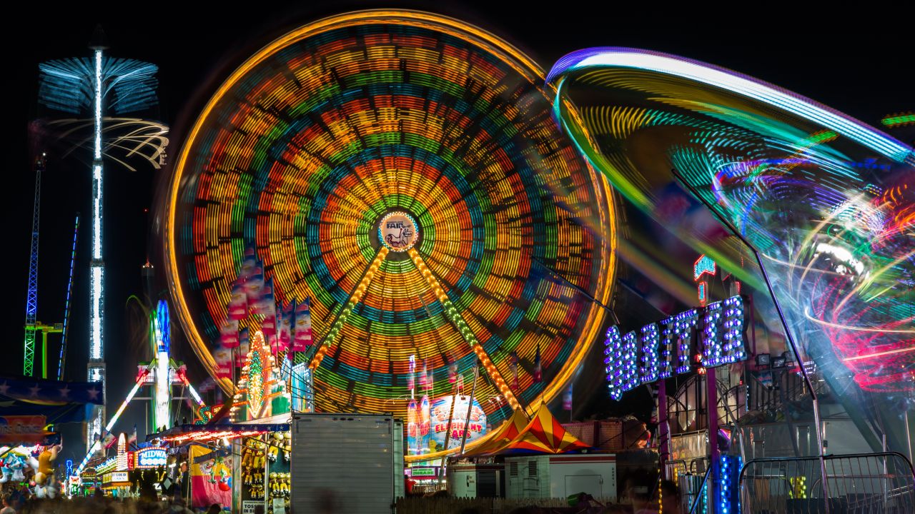 Minnesota State Fair midway at night