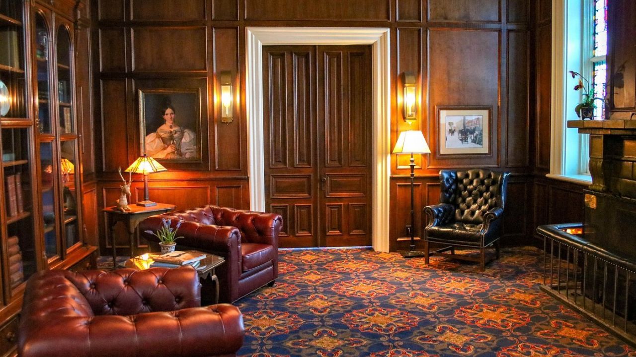 The historic library at the St. James Hotel in Rochester
