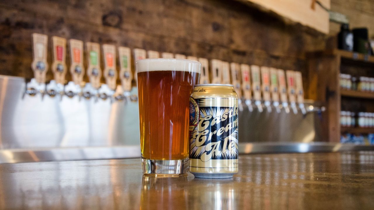 A can of Castle Cream Ale at Castle Danger's Two Harbors taproom