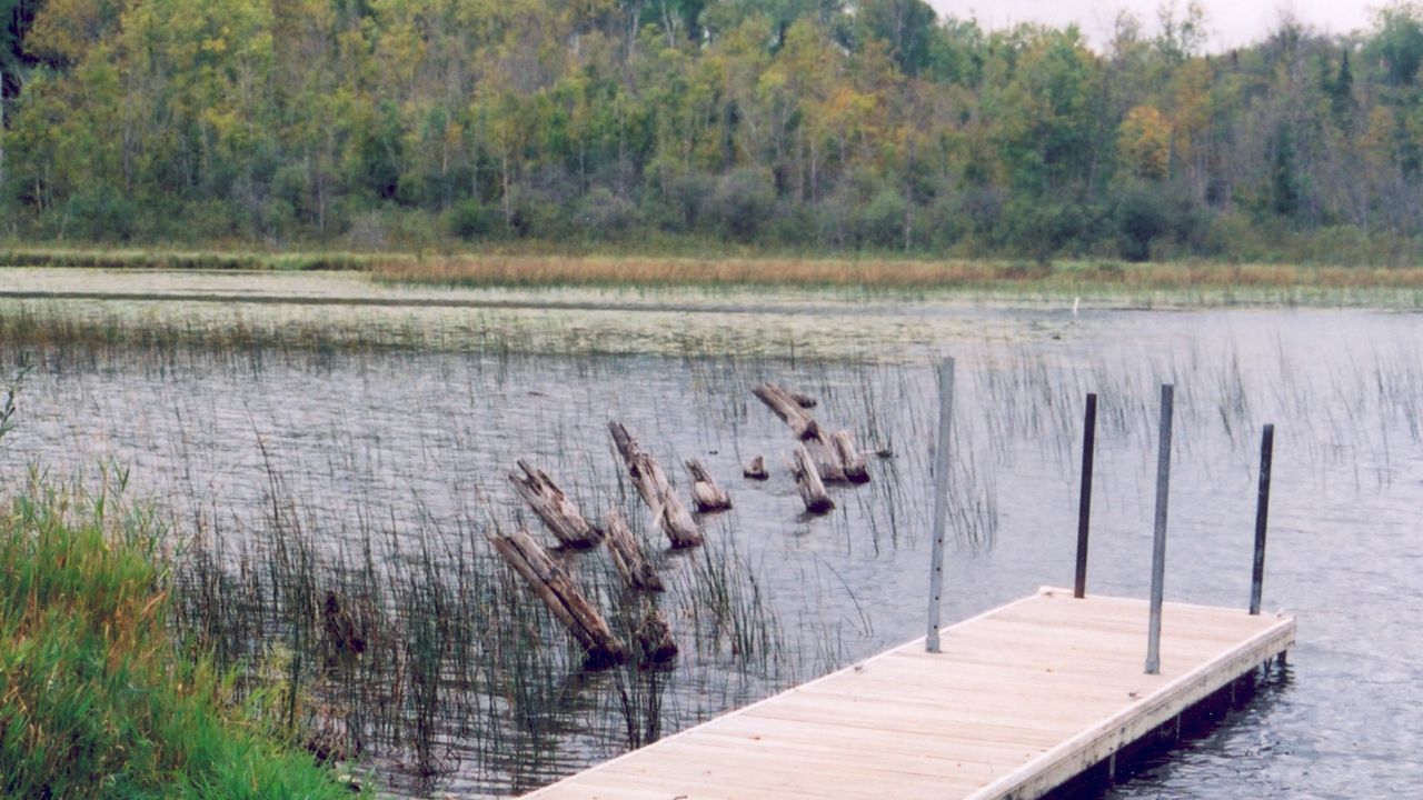 A dock on the Edge of the Wilderness Scenic Byway