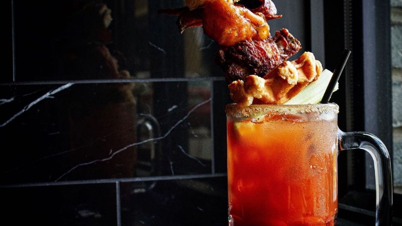 A tall Bloody Mary at Baldamar's Sunday brunch