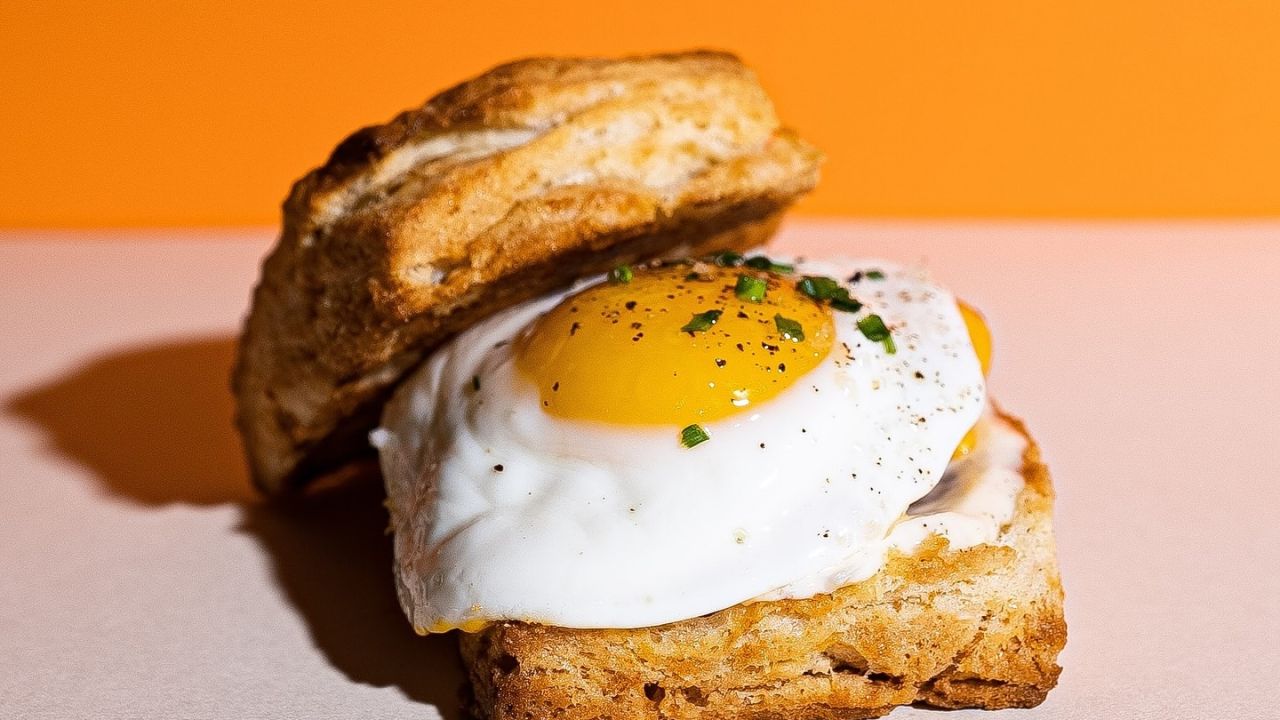 One of the biscuit breakfast sandwiches at Hot Hands