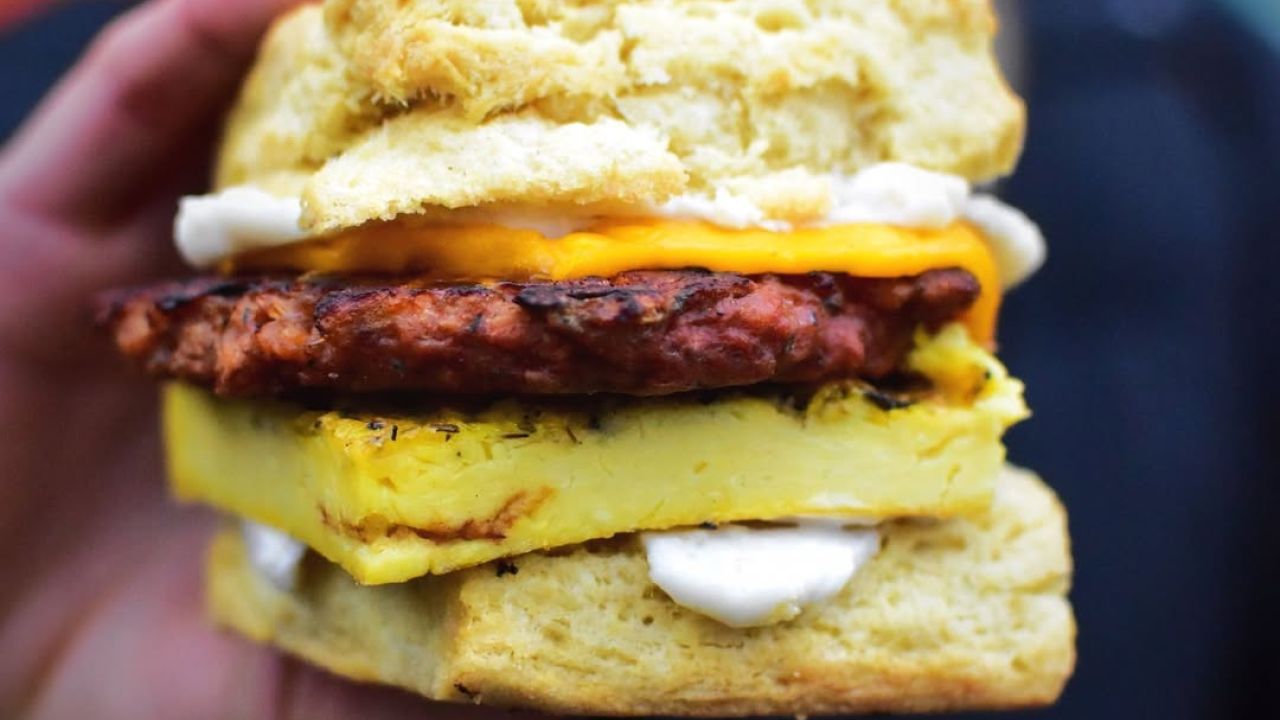 A vegan breakfast sandwich at Reverie