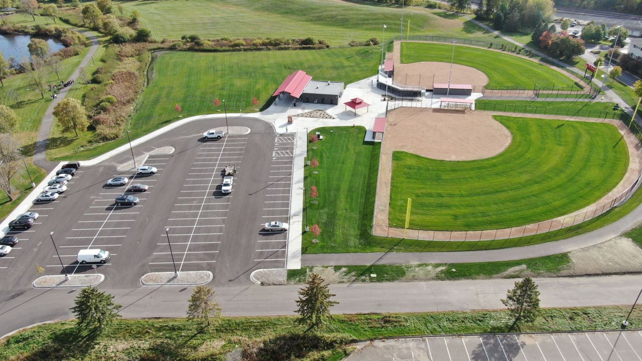 An aerial shot of Lion John Weicht Park