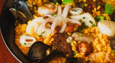 Seafood paella at Nosh Scratch Kitchen