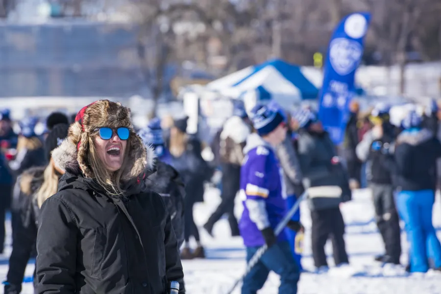 People on a frozen Lake Minnetonka for the Wayzata Chilly Open