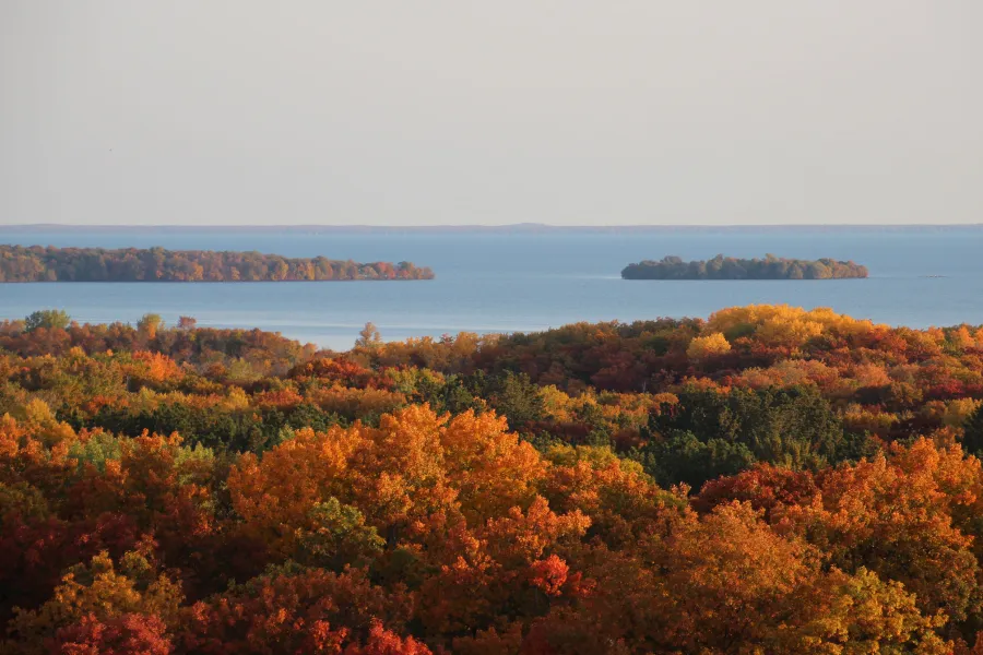 Fall trees from above Mille Lacs Kathio State Park