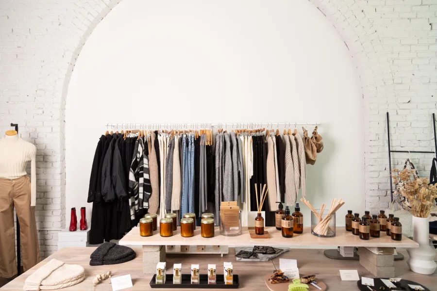 Clothing racks at the Minneapolis boutique Parc 