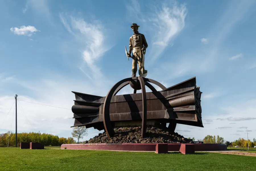 Iron man statue at Minnesota Discovery Center in Chisholm