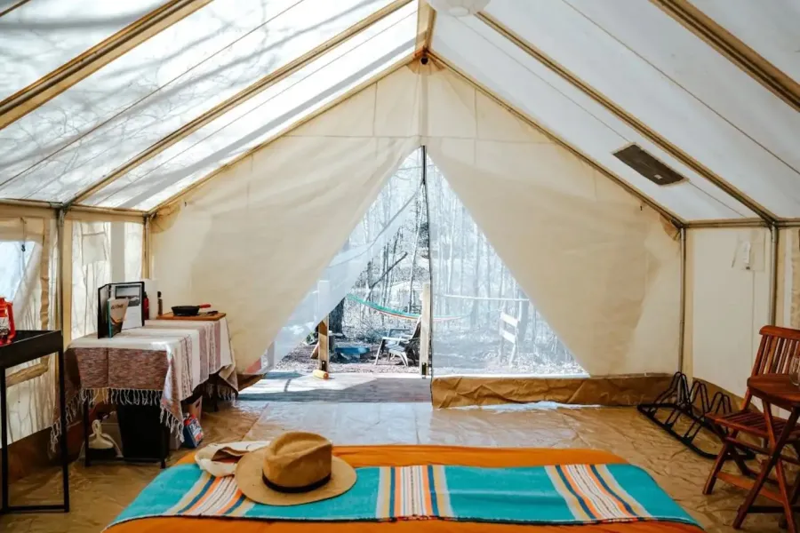 Cuyuna Cove canvas tent inside 
