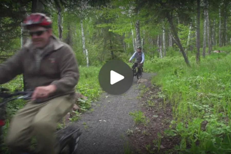 Biking along a trail