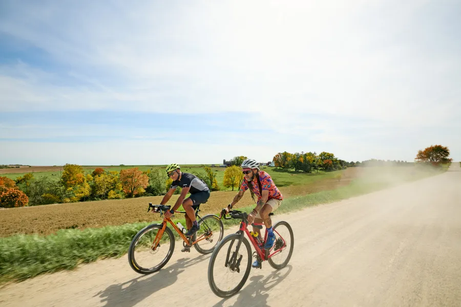 A couple gravel bikers in Lanesboro 