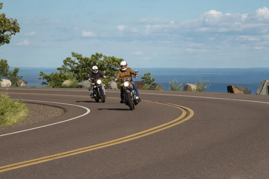 A couple motorcycle riders on the Skyline Parkway