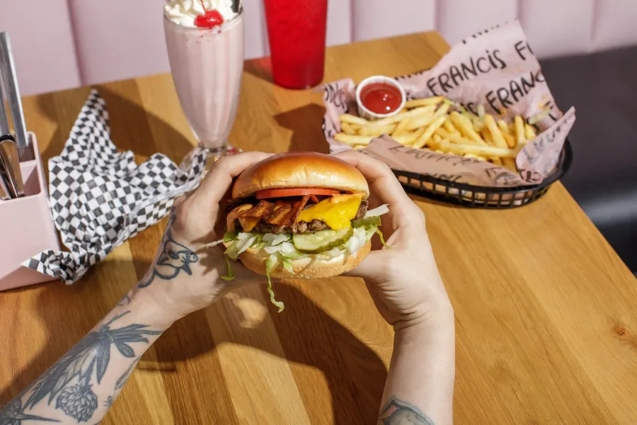 A vegan Juicy Lucy at Francis Burger Joint 