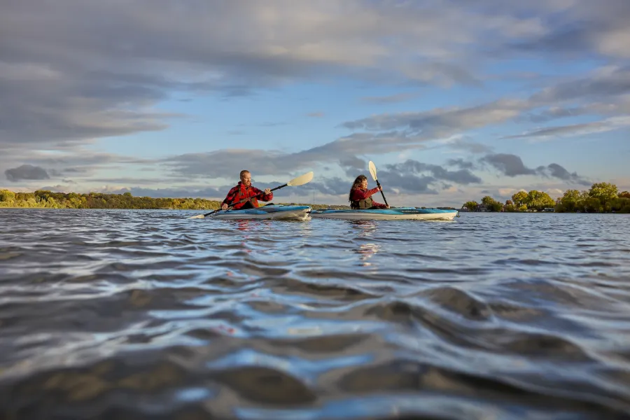 A couple kayaks in Medicine Lake 