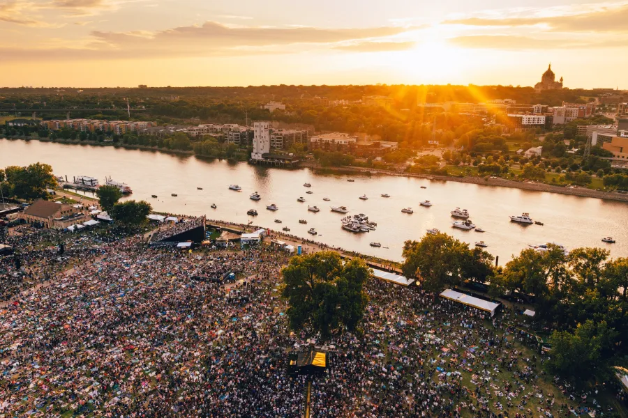 An aerial shot of the Minnesota Yacht Club festival in 2025