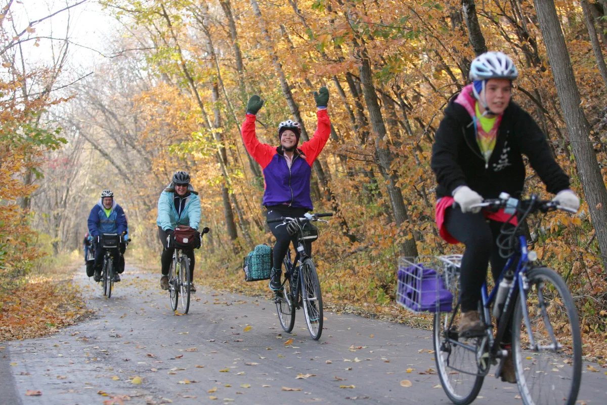 Fall bikers ride in the Mankato River Ramble