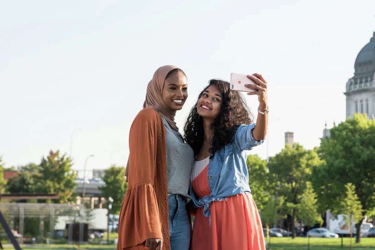 Friends take selfie together