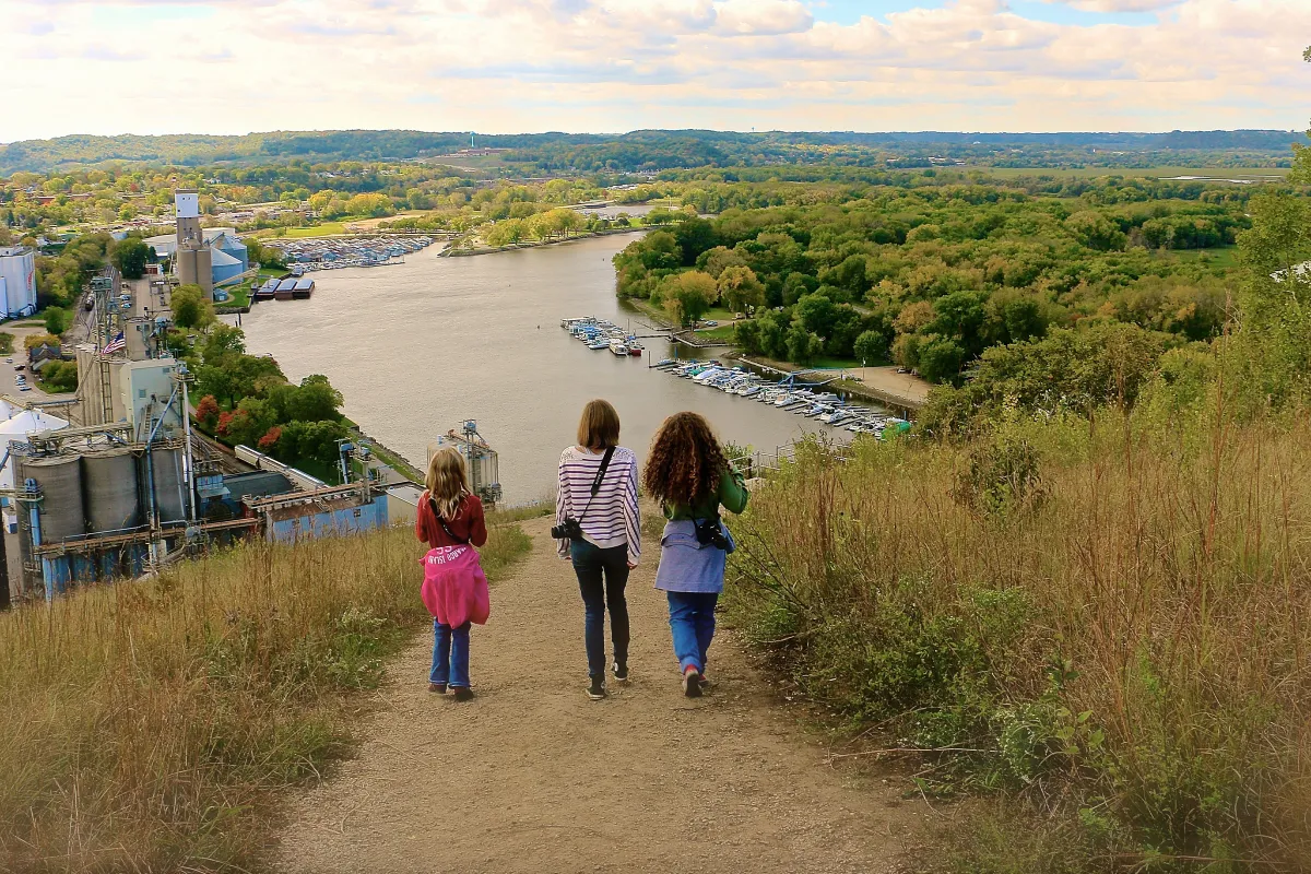 Girls at Barn Bluff overlook in Red Wing