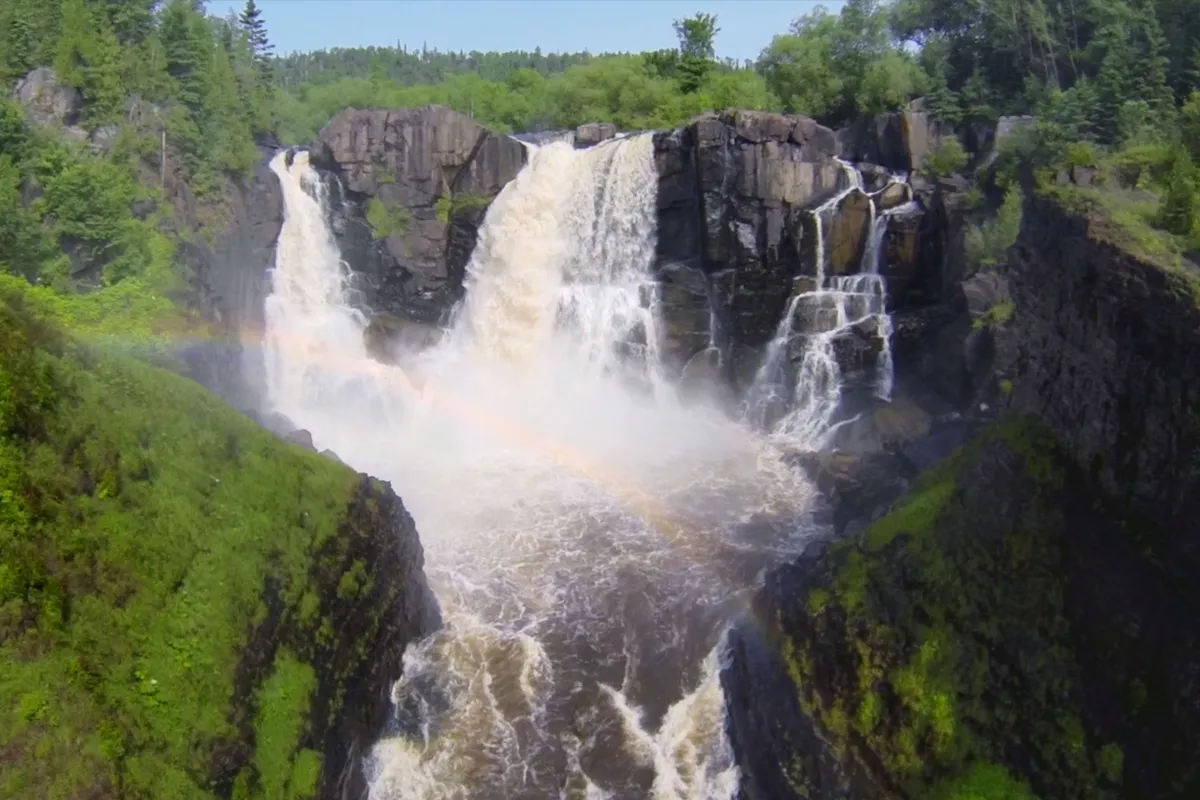 High Falls Grand Portage State Park with rainbow
