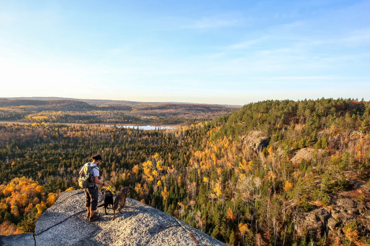 Hiking during golden hour on the Superior Hiking Trail