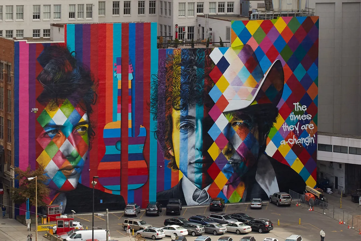 Bob Dylan mural downtown Minneapolis