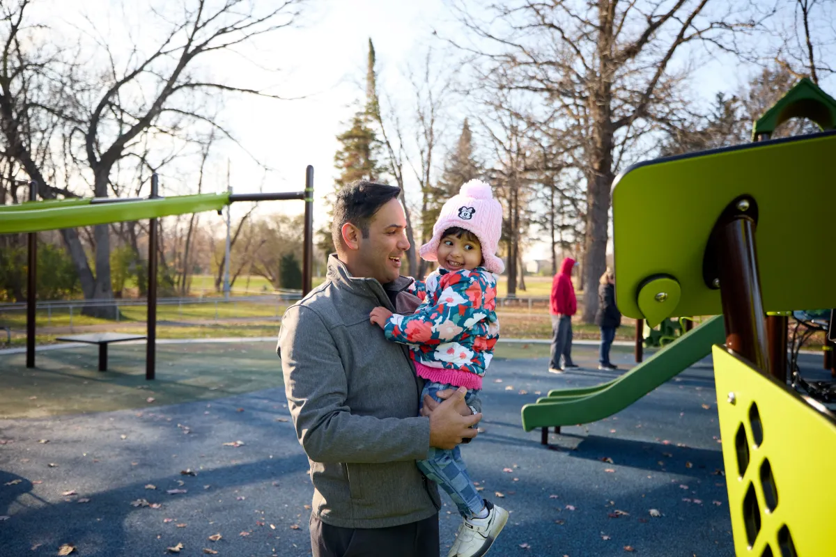 William from Blattner Energy with his daughter at Lions Community Park