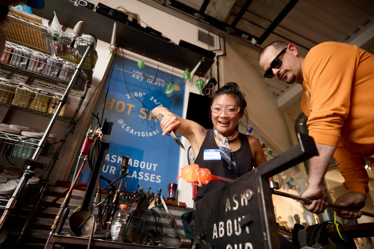 A glassblowing class at Lake Superior Art Glass