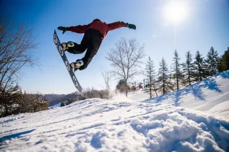 Snowboarding on Mount Kato