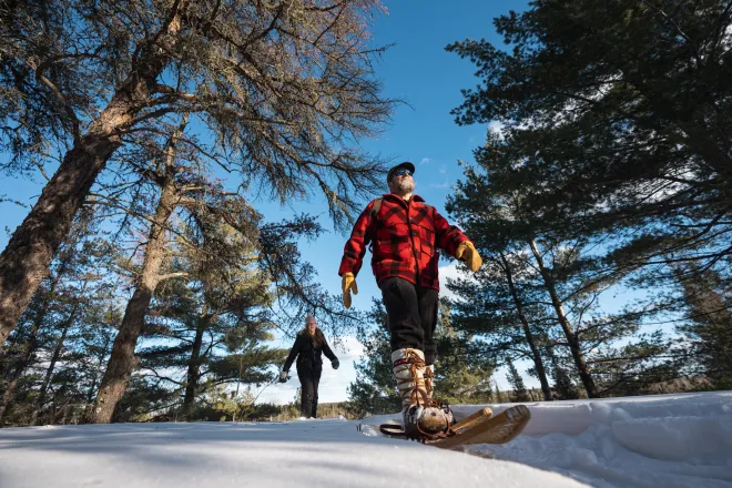 A couple snowshoers in Ely