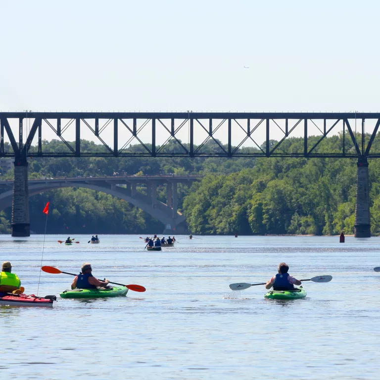 Kayakers at Mississippi Gorge Regional Park in Minneapolis