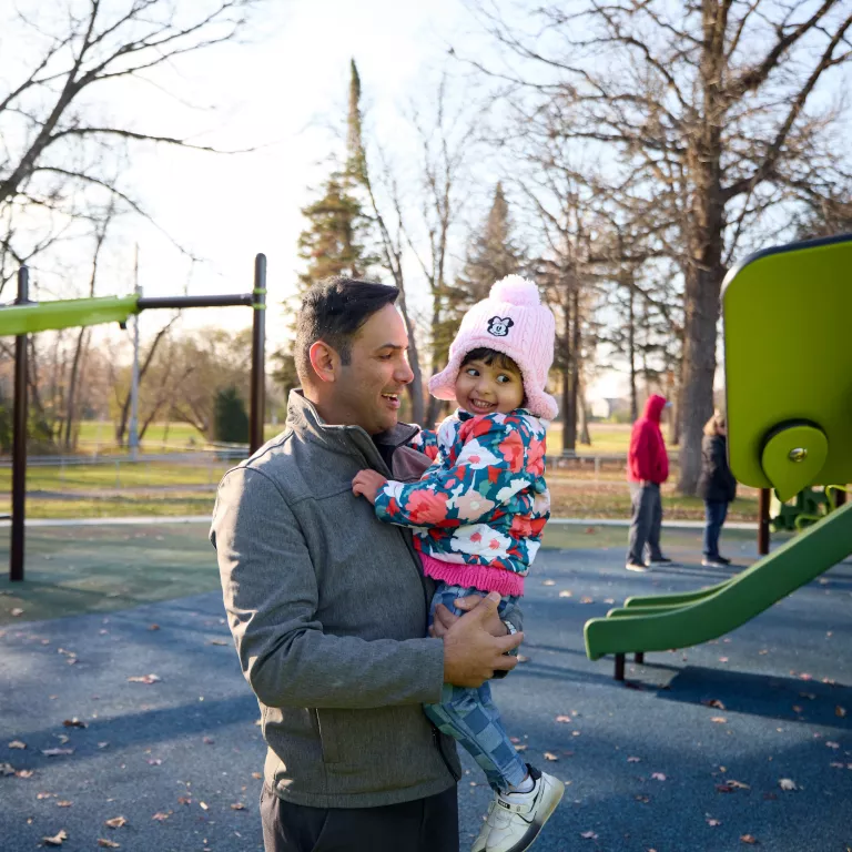 William from Blattner Energy with his daughter at Lions Community Park