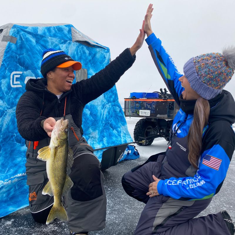 Large walleye caught while ice fishing on Lake of the Woods