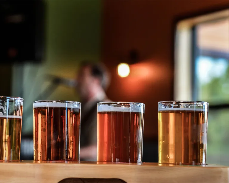 Flight of beers at Castle Danger Brewery in Two Harbors