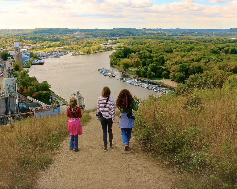 Girls at Barn Bluff overlook in Red Wing