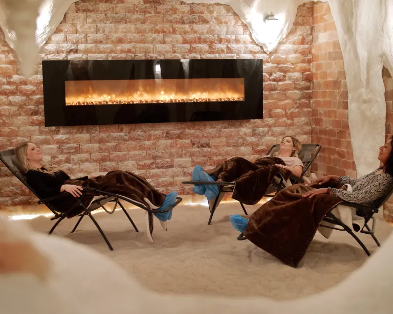 Women in the salt cave at Just for Me Spa