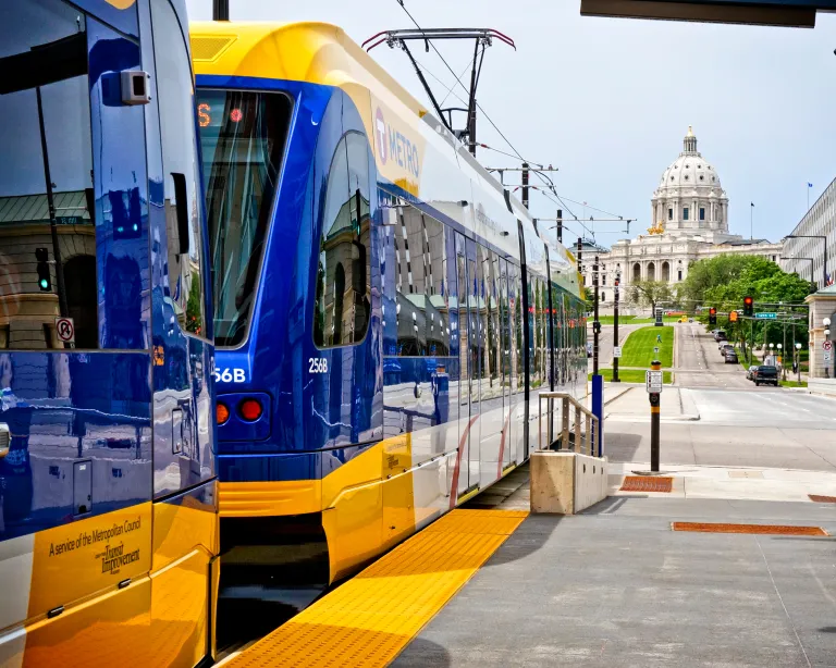 Green Line and Capitol building in St. Paul