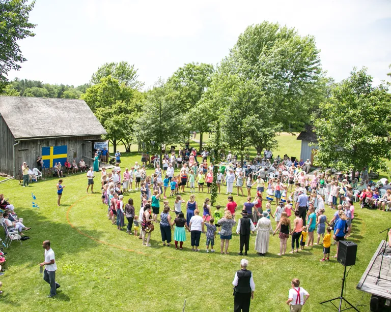 Dancing around the Maypole at Midsommar celebration
