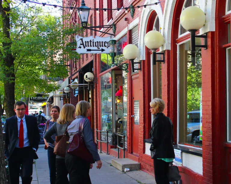 Shoppers on Historic 3rd Street in downtown Rochester